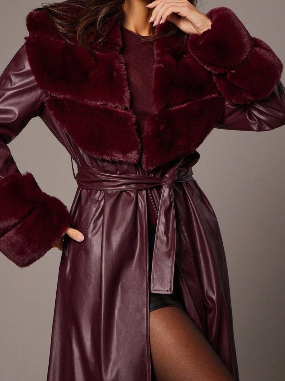 Burgundy Casual Women's Jacket